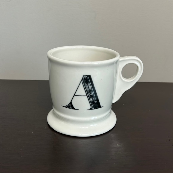 ANTHROPOLOGIE A Monogram Coffee Mug White Black - Picture 1 of 5